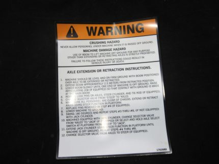 DECAL, WARNING (AXLE EXT/RET)